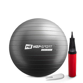 Фітбол Hop-Sport 55 см чорний + насос 2020