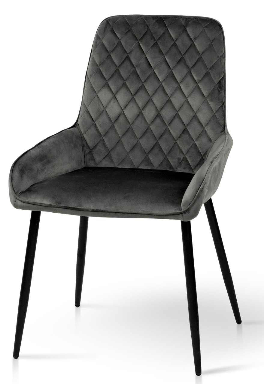 Обеденный стул-полукресло с велюровой обивкой Николь графит / черный для кухни, гостиной, балкона Микс Мебель - фото 1 - id-p2077966167