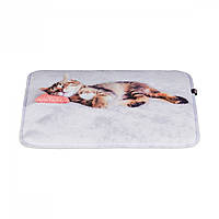 Лежак для кошек плюшевый с кошкой Trixie Nani 40х30 см серый