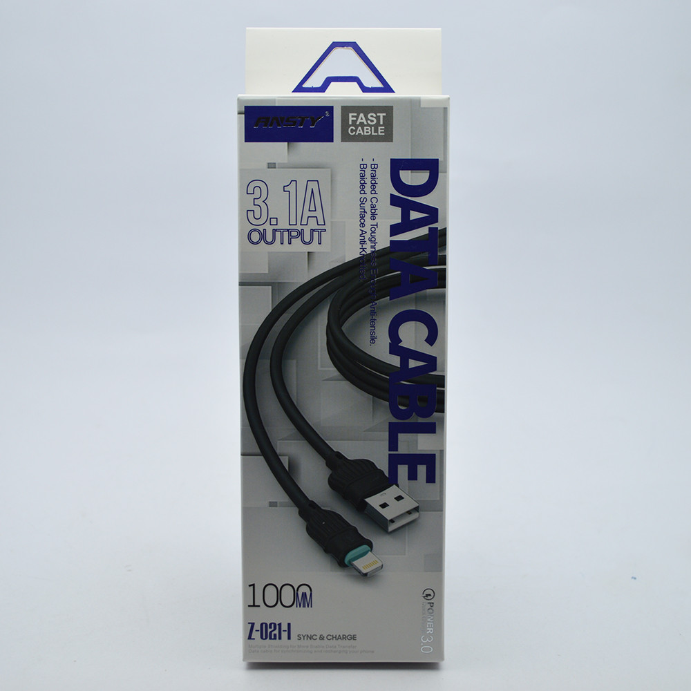 Кабель ANSTY Z-021-I Lightning QC 3.1A 1M Black
