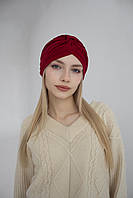 Шапка тюрбан трикотажна жіноча демісезонна D.Hats бордо