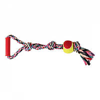 Игрушка Trixie Канат плетеный с ручкой и мячом для собак, 50 см, d:6 см