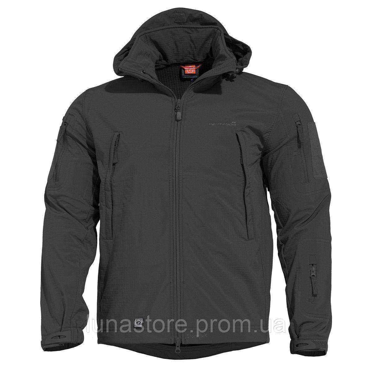 Тактична чорна чоловіча куртка Pentagon Artaxes Jacket Soft Shell Black, курточка софтшел з мембраною