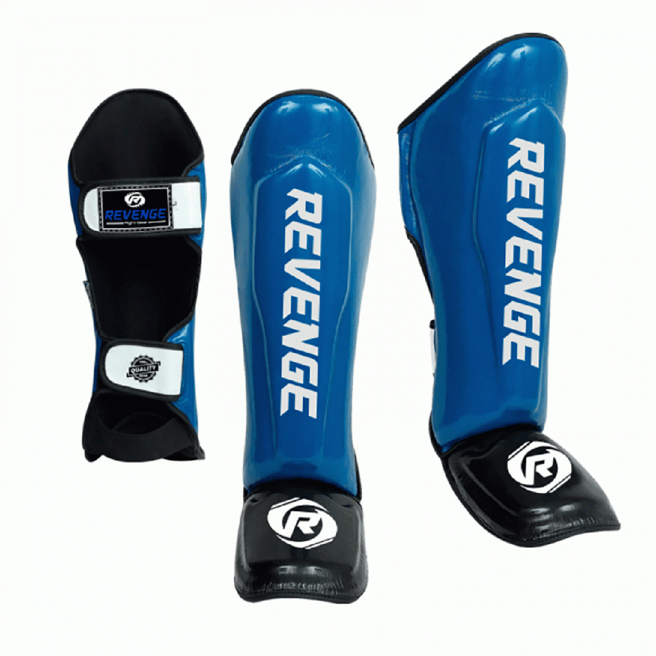 Захист гомілки та стопи для катаре, кікбоксингу та MMA р. L PU-EV-27-2719 (L) синя, високоміцна на липучці