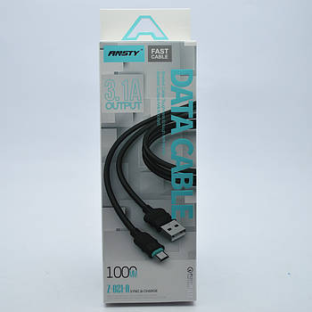 Кабель ANSTY Z-021-A Micro USB QC 3.1A 1M Black