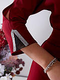 Жіноче вишукане бардове плаття до коліна зі стразами на рукавах норма і батал, фото 8