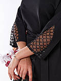 Жіноче вишукане чорне плаття до коліна зі стразами  норма і батал, фото 8