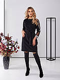 Жіноче стильне молодіжне чорне плаття до коліна зі стразами на рукавах норма і батал, фото 4