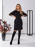 Жіноче стильне молодіжне чорне плаття до коліна зі стразами на рукавах норма і батал, фото 5