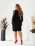 Жіноче стильне молодіжне чорне плаття до коліна зі стразами на рукавах норма і батал, фото 7