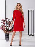 Жіноче стильне молодіжне червоне плаття до коліна зі стразами на рукавах норма і батал, фото 5