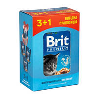 Мокрый корм для котят Brit Premium Cat pouch Chicken Chunks for Kitten 4х100г