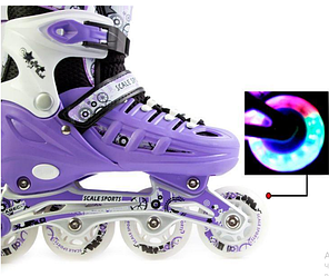 Дитячі регулювальні ролики Scale Sports Violet LF 905 розмір 34-37 (фіолетовий), фото 4