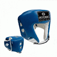 Боксерский шлем открытий р. L из экокожи PU-EV-26-2612 синий с фиксацией подбородка для дома и спортзала