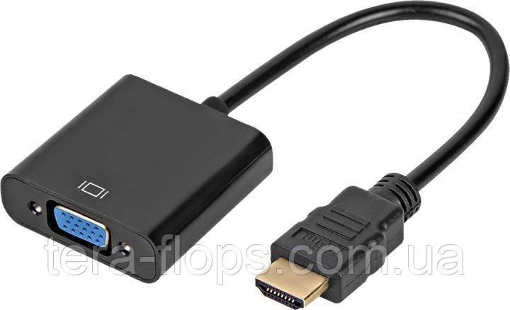 Конвертор Cablexpert HDMI - VGA V 1.4 (M/F), 0.15 м, чорний (A-HDMI-VGA-04) (D)