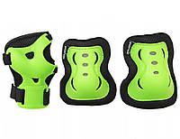 Комплект защитный спортивный SportVida SV-KY0001-L Size L Black/Green манжеты, налокотники и наколенники