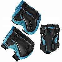 Комплект защитный спортивный SportVida SV-KY0005-L Size L Blue/Black манжеты, налокотники и наколенники лучшая
