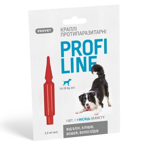 Капли Provet Profiline для собак 10-20 кг, 1 пипетка 2,0 мл (инсектоакарицид) - фото 1 - id-p2077956609