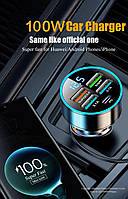 Автомобільне швидке заряджання WGS-G37, 100 W Quick Charge 3.0 USB 4Х + PD27 Type C х 1, вольтметр