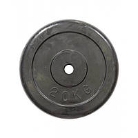 Диск обрезиненный 20 кг стальной D: 30 мм R-20 металлический, цельный для грифа штанги и гантелей