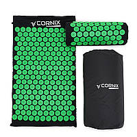 Коврик акупунктурный с валиком Cornix Classic Mat Аппликатор Кузнецова XR-0110 Black/Green лучшая цена с