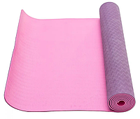 Коврик спортивный для фитнеса и йоги 1830х610х6мм Ecofit MD9012 двухслойный TPE пурпурно-фиолетовый лучшая