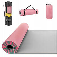 Коврик (мат) для йоги и фитнеса 180х60х1 см 4FIZJO TPE 4FJ0200 Pink/Grey для дома и спортзала лучшая цена с