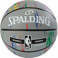 Мяч баскетбольный резиновый Spalding NBA Marble Outdoor Grey/Multi-Color Size 7 для улицы и спортзала лучшая