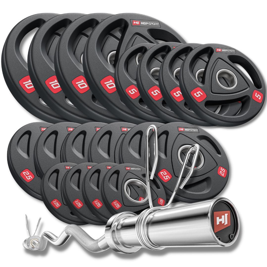 Набір олімпійський Hop-Sport PRO 90 кг з W-подібним грифом, фото 1