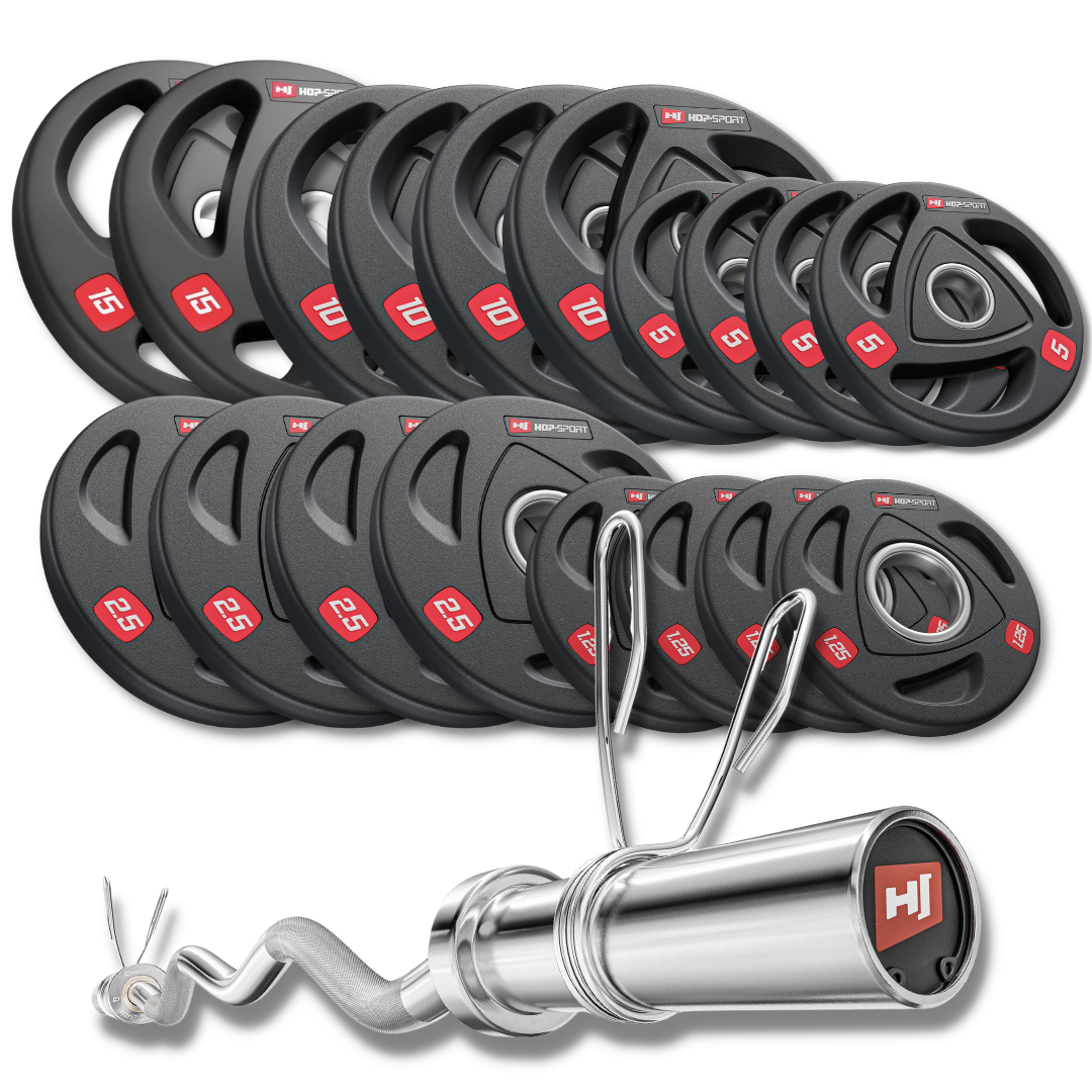 Набір олімпійський Hop-Sport PRO 115 кг з W-подібним грифом, фото 1