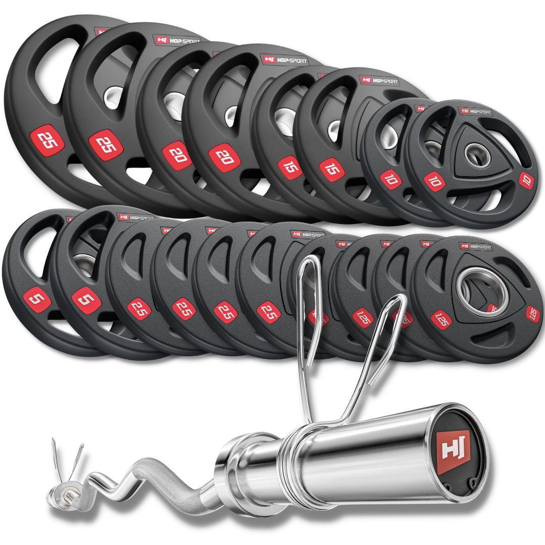 Набір олімпійський Hop-Sport PRO 175 кг з W-подібним грифом, фото 1