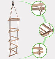 Подвесная лестница детская игровая WCG треугольная для детской площадки или дома деревянная