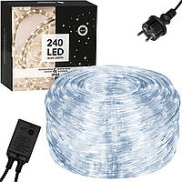 Гирлянда дюралайт уличная (наружная) Springos Rope Lights 10 м 240 LED CL1201 Cold White голубая