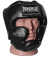 Боксерский шлем тренировочный р. S с защитой щек PowerPlay 3043 черный из экокожи для дома и спортзала лучшая