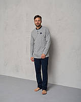 Чоловічий домашній одяг — 93383-ні — Зручна чоловіча піжама для чоловіків із бавовни, класна піжама в смужку