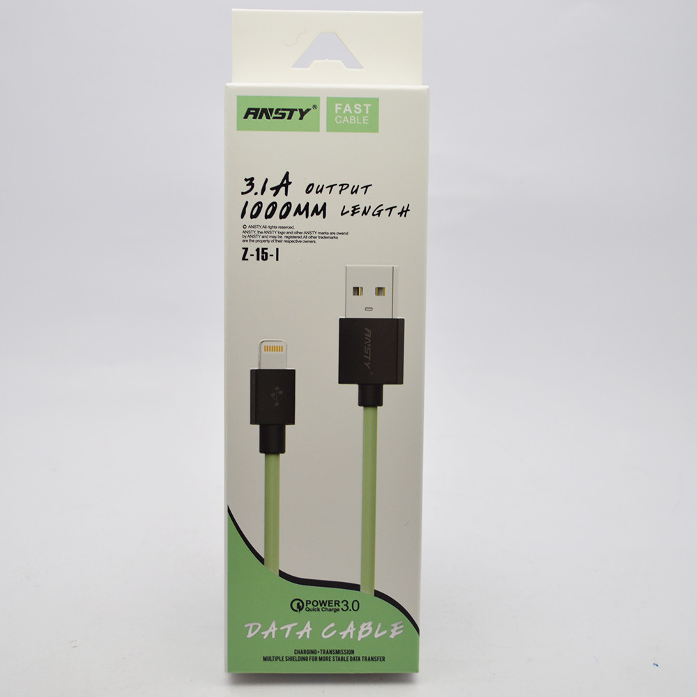 Кабель ANSTY Z-15-I Lightning 3.1A 1M White, фото 1