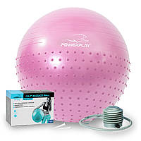 Фитбол мяч для фитнеса и йоги 65см PowerPlay Розовый, полумассажный + насос с нагрузкой до 150 кг. лучшая цена