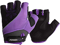 Велоперчатки женские открытые р. XS PowerPlay 5281 D Фиолетовые на липучке без пальцев, дышащие лучшая цена с