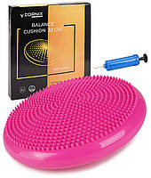 Балансировочная подушка-диск Cornix 33 см (сенсомоторная) массажная XR-0055 Pink лучшая цена с быстрой