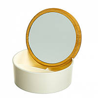 Шкатулка- зеркало с бамбуковой крышкой белая