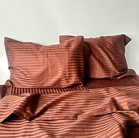 Комплект однотонного постельного белья Полуторный из 100% турецкого премиум сатина 1.5 спальный коричневый