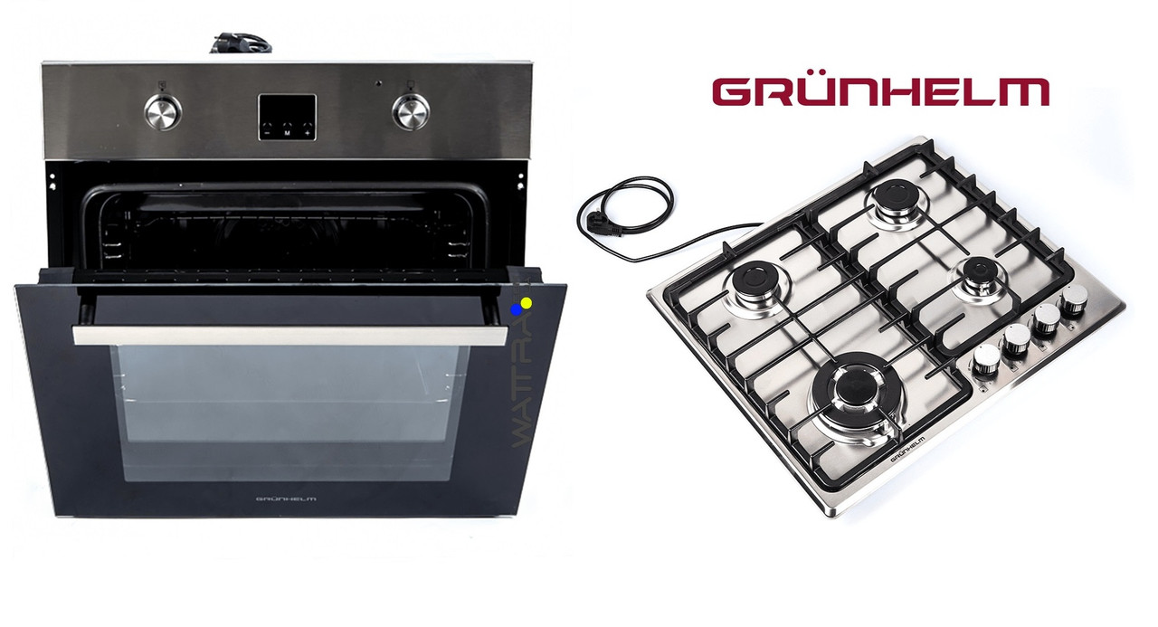 Комплект кухонний Grunhelm: Духова шафа електрична GDX 610 X + Газова варильна поверхня GPG 6355 IF WOK