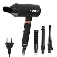 Фен для волос 4в1 1600 Вт, 4 насадки, Kemei KM-9203 / Многофункционалный прибор для укладки волос