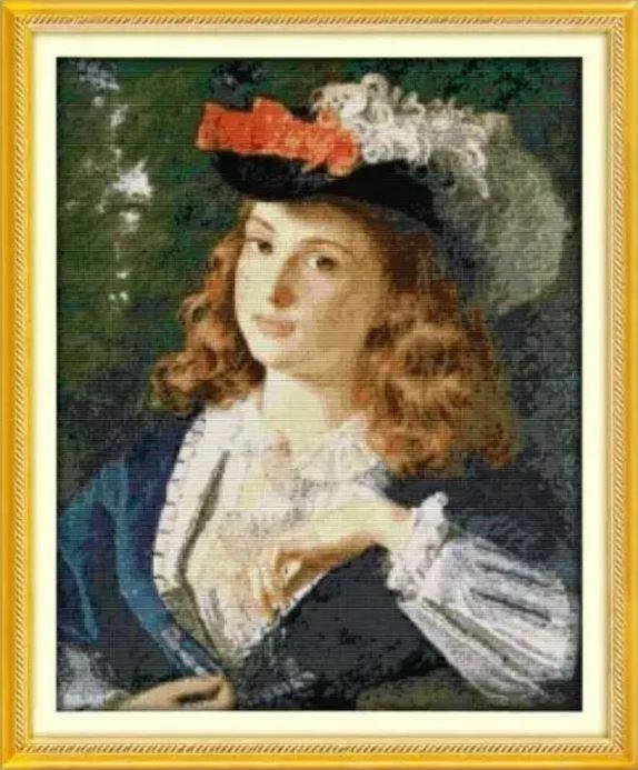 Набір для вишивання за нанесеною на канву схемою "Oil painting girl 3".AIDA 14CT printed , 44*53 см