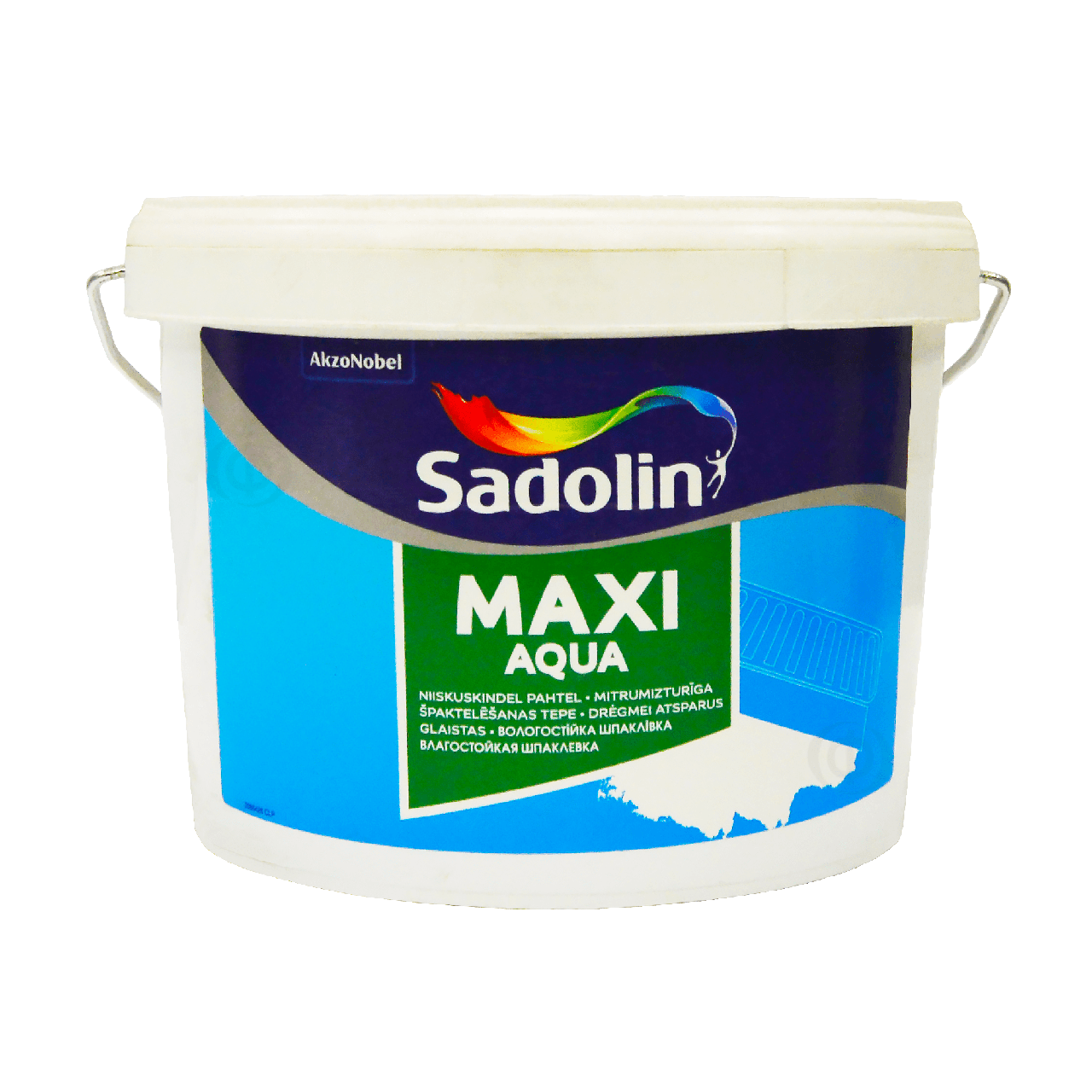 Дрібнозерниста вологостійка легка шпаклівка Sadolin Maxi Aqua для стін та стелі, сіра, 2,5 л