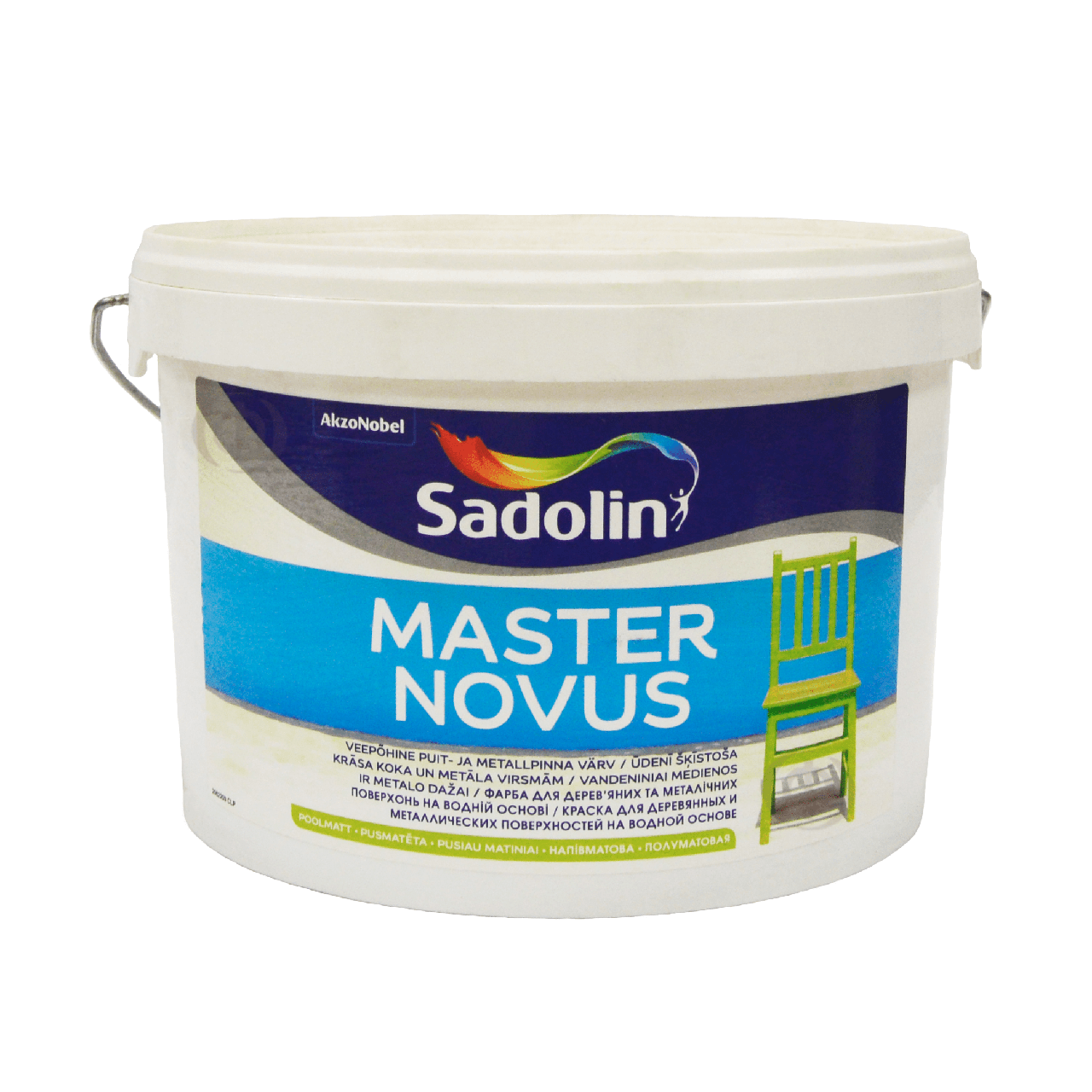 Алкідна фарба Sadolin Master Novus для дерева та металу, напівматова, біла, BW, 2,5 л