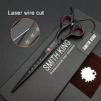Перукарські ножиці 7 дюймів для стрижки волосся з мікро зубчиками чорний SMITH KING SK01-70V Japan 440C