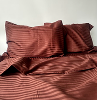 Комплект однотонного постельного белья Семейный из 100% турецкого премиум сатина семейный коричневый
