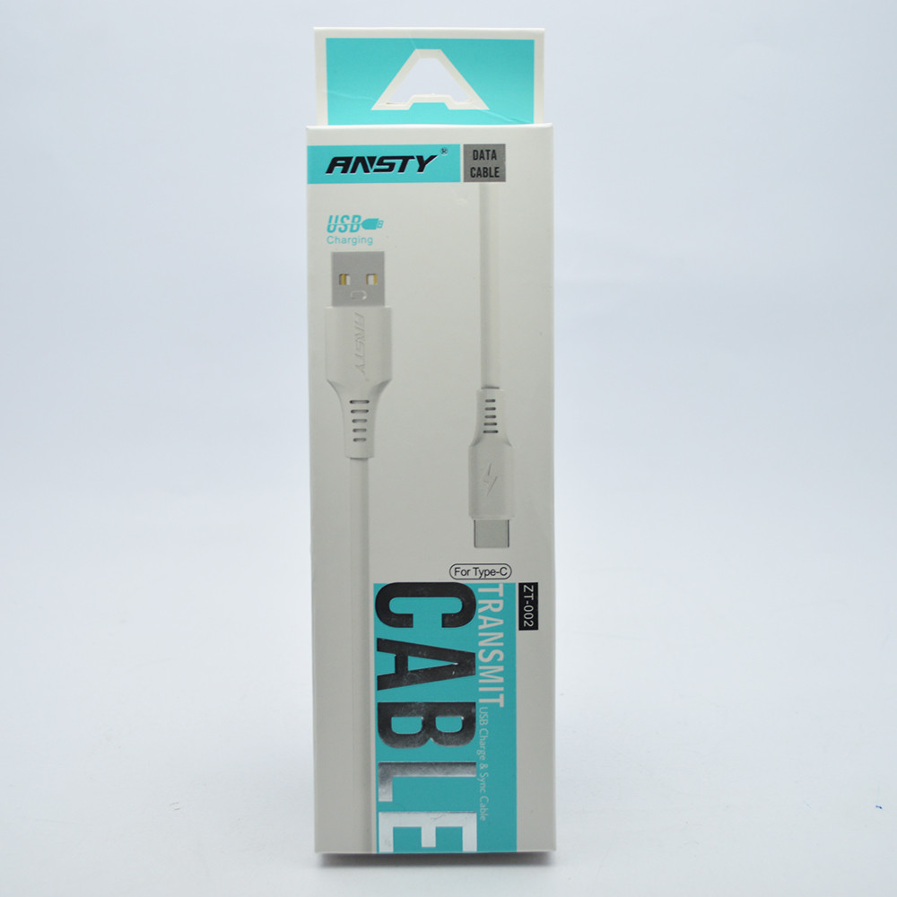 Кабель ANSTY ZA-02 Type-C 1.2A 1M White, фото 1