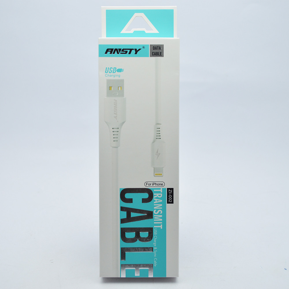 Кабель ANSTY ZI-02 Lightning 1.2A 1M White, фото 1